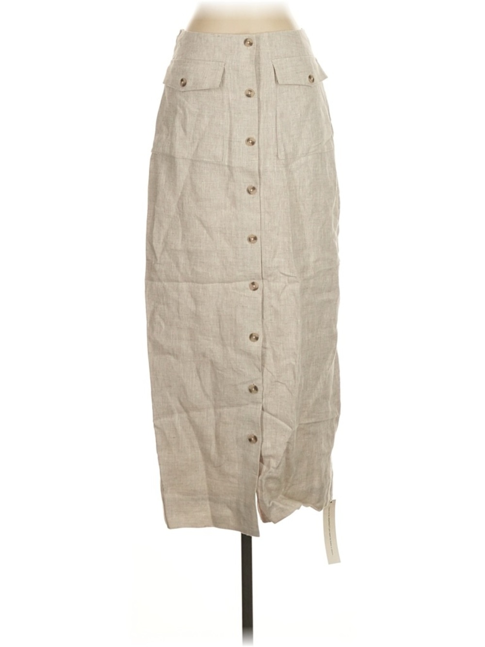 Reformation Britt Button-Front linen Maxi midi Skirt oat 4 S